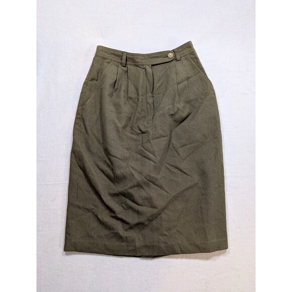Vintage nygard collection army green pencil skirt size S rayon poly blend - Picture 1 of 5